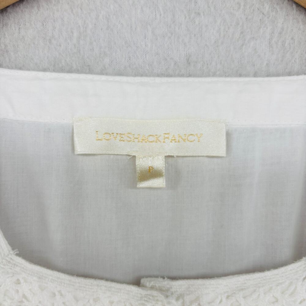 LOVESHACKFANCY Dress Petite Edie Voile Pintuck Lace Trim Cover Up Cotton White - Picture 5 of 14